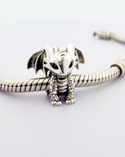 Flying Dragon Charm Bead Cute Mythical Animal Genuine 925 Sterling Silver 💖