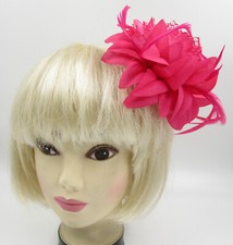 fuchsia  feather fascinator clip  weddings, party  races .b21