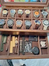 Tawbury 12 Grid Watch Box With Drawer. Brown Faux Leather