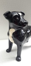 Large Black and White Ceramic Staff Dog Beautiful Condition