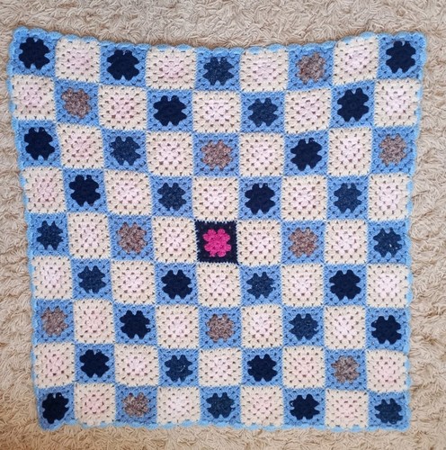 Vintage crochet blanket blue
