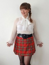 Sheer White Pussybow Tie Neck