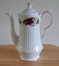 Royal Imperial Bone China Coffee Pot with Red & White Roses design, 22cm