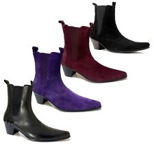 MADCAP MENS MOD RETRO 60s CUBAN HEEL WINKLEPICKER CHELSEA BEATLE BOOTS - OUTLAW