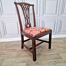 Antique Ornate Chair Georgian Style Chippendale Manner Carved Lounge Desk Side