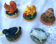 Five Vintage Tetley  Animal Figures Owl, Mouse, Duck, Squirrel, Seal, 1997