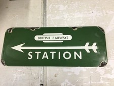 British Railways Station Enamel Sign, Size- 18”x7 With 4 Fixing Holes