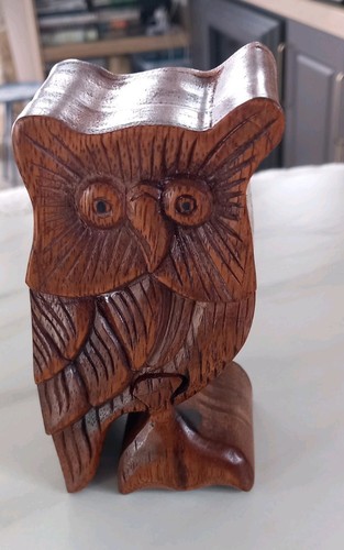 Wooden owl puzzle box - owl,