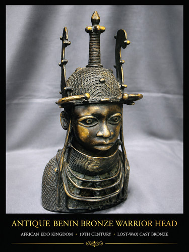 Benin style bronze bust - bronze, –