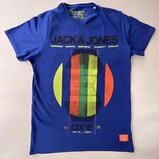 JACK & JONES Mens T Shirt Size M Blue CORE LAB Graphic Print