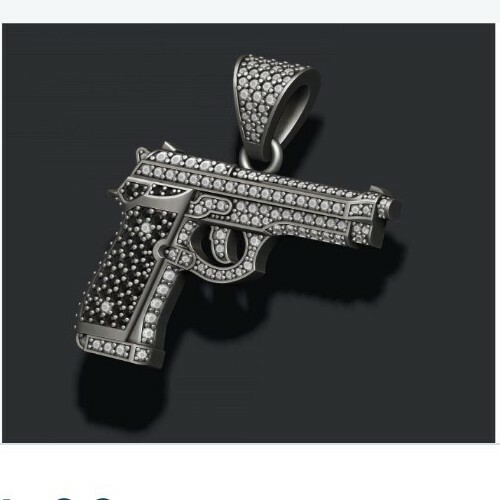 Gun stones pendant - gun, wax