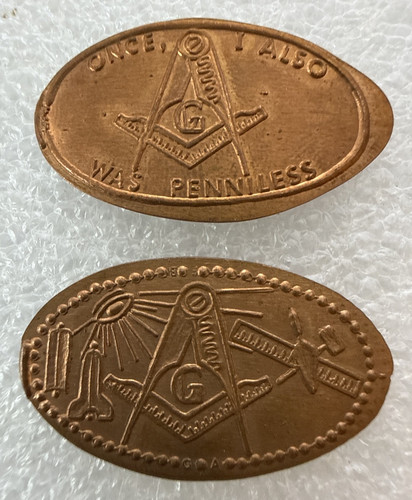 Masonic rolled out penny - rolled, penny's