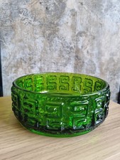 Riihimaki Green Lasi Oy Taalari Glass Bowl Tamara Aladin Scandinavian Greek Key