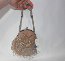 Florence & Fred Flapper Bag Small Beige 1920's Style Beaded