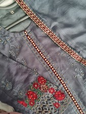 Beautiful Grey Frock With Red