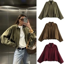 Women Faux Suede Bomber Jacket