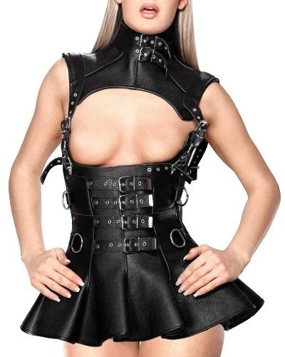 Leather bondage dress - leather, with