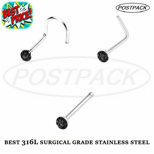 Silver nose stud - silver, l