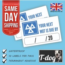 10 x Next MOT Due Stickers -