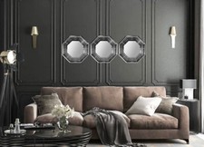 Silver Octagon Mirror Set of 2 Contemporary design Qty and frame colour choice