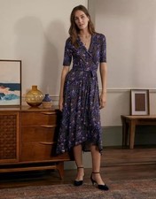 Boden Blue Brown Floral Midi