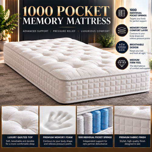 1000 pocket sprung memory - memory, foam