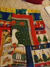 Joblot of 5 Vintage Christmas Tea Towels Assorted Designs