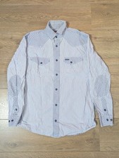 Lee Cooper Shirt Snap Button Size Small Regular Fit Western Trucker White Stripe