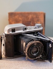  Vintage Ensign Auto-Range 220 Folding Camera w/Compur shutter & orig. case VGC