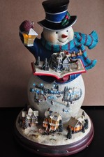 Thomas Kinkade Illuminated Storybook Snowman Christmas Ornament 2009 - Working