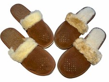 Women’s 100% Suede Leather Slippers With Sheepskin Wool Lining.