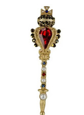 Antique Baroque Retro Queen Scepter Vintage Jewelry Brooch Red Emerald