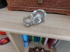 Cute Clear Glass Hippo Paperweight 9cm