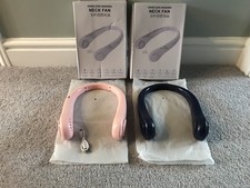 Rechargeable Neck Hanging Fans x2 Pink and Blue Lazy Cooler Portable USB