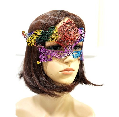 Rainbow lace masquerade mask - rainbow,