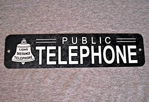 Metal sign telephone - metal,