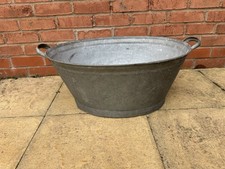 Vintage Galvanised Double Handled Garden Plant Planter Wash Tub TV Film Prop 