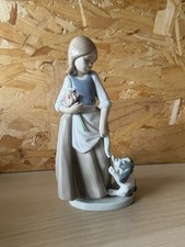 LLADRO Nao Girl with Dog Puppy Flower Figurine Ornament