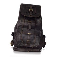 Men's Leather 4 Pockets Bag Backpack Laptop Travel Rucksack Womens Satchel Bag