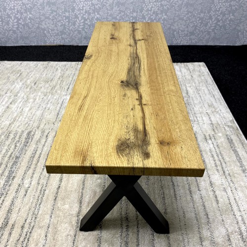 Wooden bench with metal legs - with,