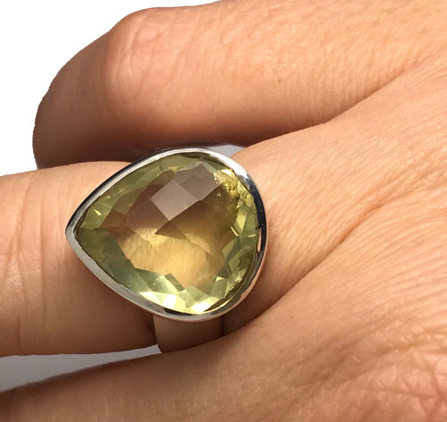 Citrine pear ring solid - citrine,