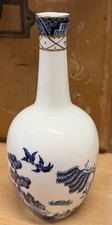 Royal Doulton Bone China Bud Vase Booths Old Time Willow Pattern Blue White Stem