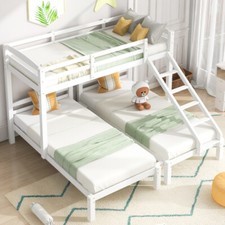 Wooden Bunk Bed White Triple