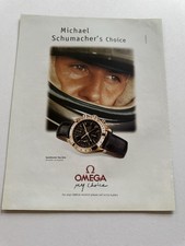 Original Omega Watch Advert Michael Schumacher F1 Formula 1 Magazine Advert b