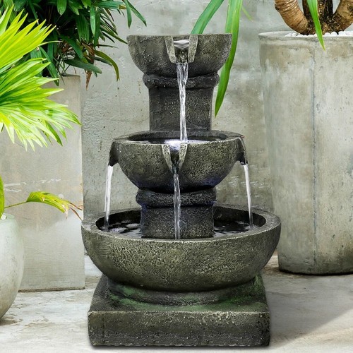 Tall modern garden fountain - garden,