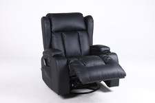 CAESAR 10 IN 1 WINGED LEATHER RECLINER CHAIR ROCKING MASSAGE SWIVEL HEATED