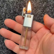 Transparent Oil Storage Tank Metal Kerosene Rocker Lighter Visible Oil