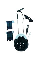 Macgregor Macduff Black Scottish Sporran Bag Sgian Dubh Tartan Flashes Brooch