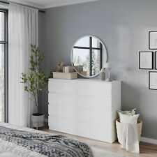 Wide Wooden Chest of 8 Drawers Bedroom Furniture Storage Bedside Modern Cabinet