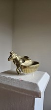 Brass Donkey Figure With Basket